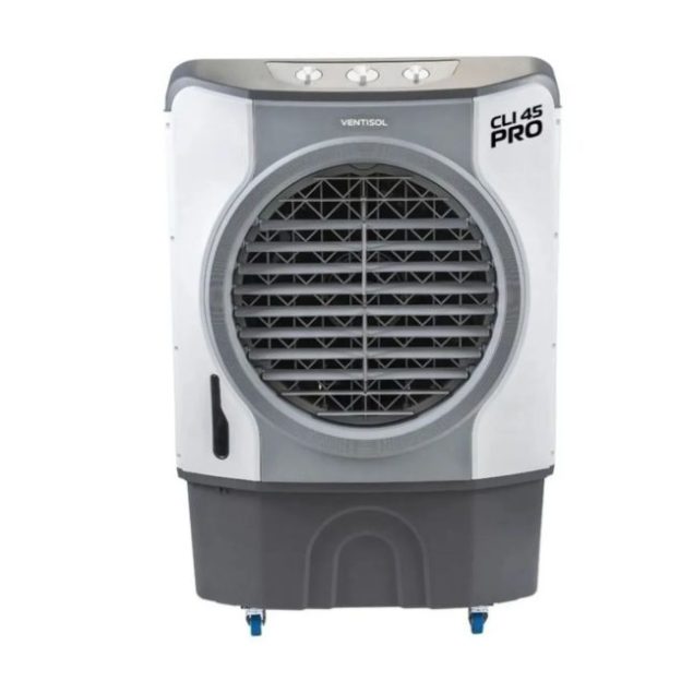 Climatizador evaporativo industrial portátil para resfriamento e ventilação de ambientes amplos