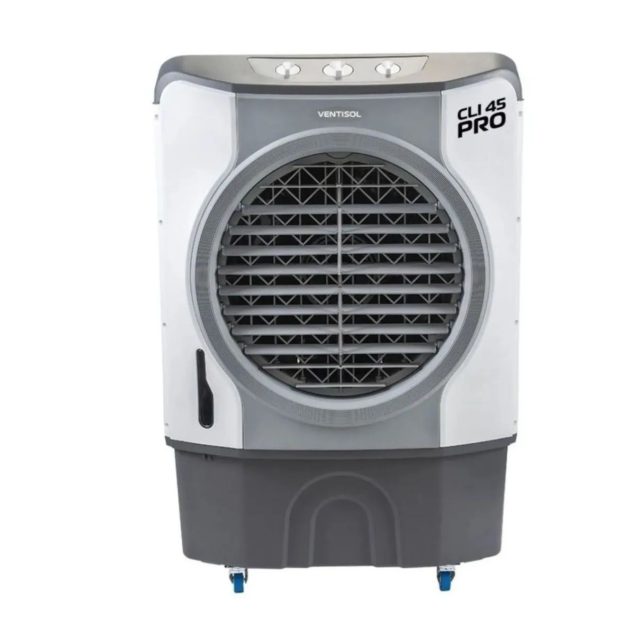 Climatizador evaporativo industrial portátil para resfriamento e ventilação de ambientes amplos